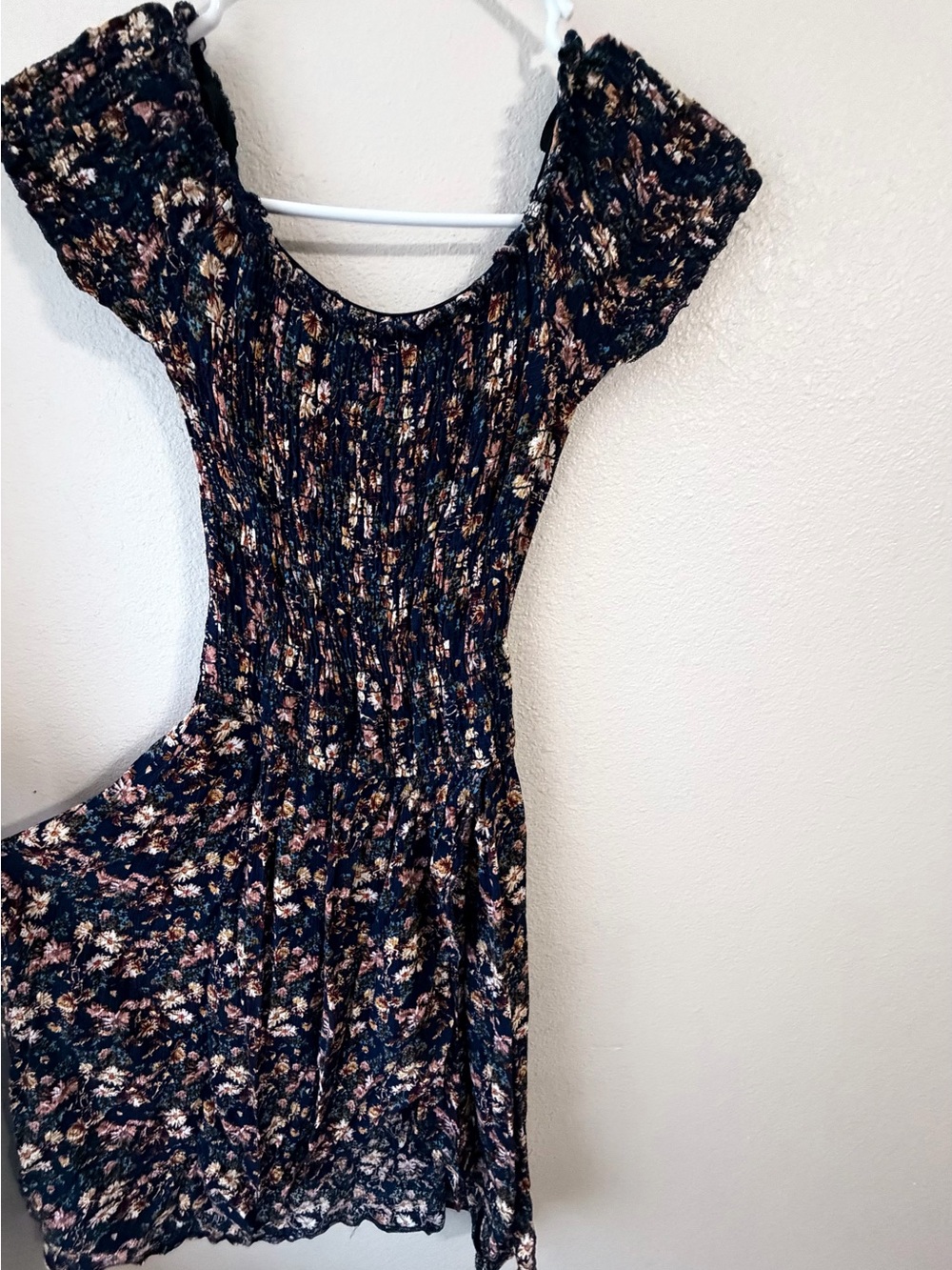 Smocked Floral Short Sleeve Dress - Multi